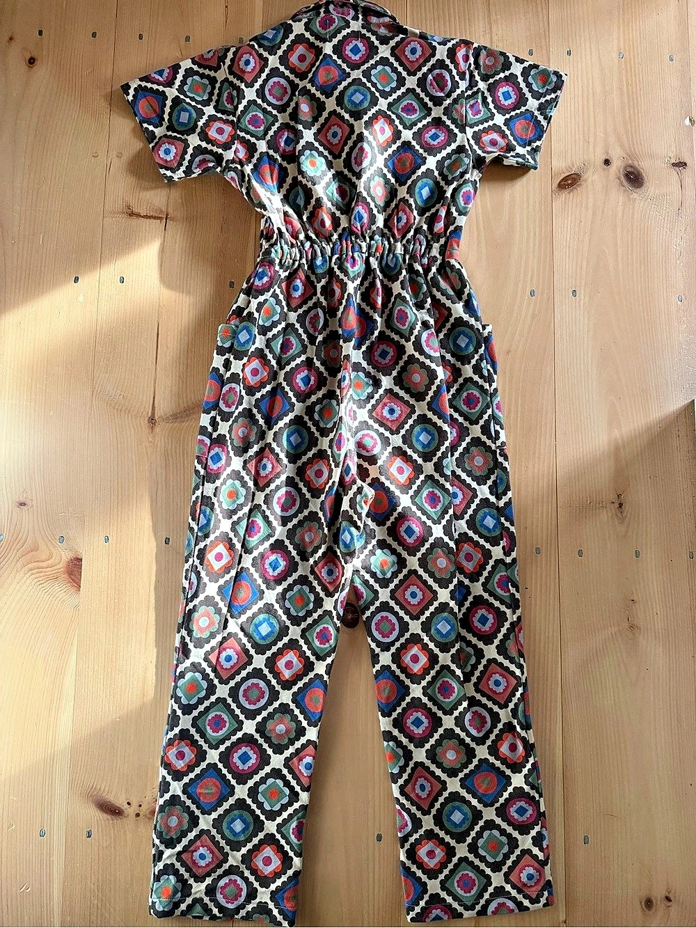 Noble Adult Utility Suit - Granny Print Jumpsuit in Black & Multicolor